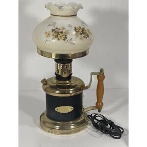 Vintage 1890 Underwriters Laboratories Hand Painted Hurricane Shade Lamp 3 Way L